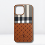 Nimmy Premium Embroidered Leather Case - SB Polo Club Genuine Leather Back Case for iPhone 13Pro/Pro Max (Brown)