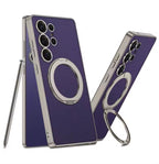 Samsung Galaxy S25 Ultra Crystal Ring Elite Leather Case Mobile Case by CoverMeUp - Style 3