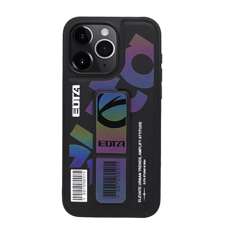 Protective Apple iPhone Back Cover - EUTA Sports Leather Radium Colour Changing Case with Stand for iPhone 16 Pro Max (Multicolour)