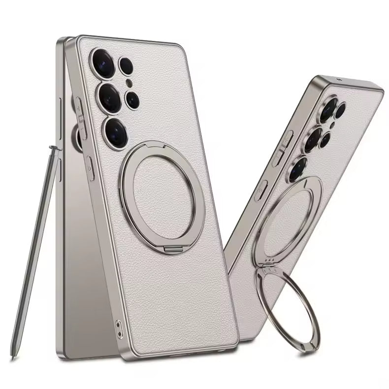 Samsung Galaxy S25 Ultra Crystal Ring Elite Leather Case Mobile Case by CoverMeUp