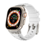 Metal Connector Silicon Watch Band for 42/44/45 & 49 mm (Titanium + White) Mobile Case by CoverMeUp - Style 2