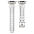 Metal Connector Silicon Watch Band for 42/44/45 & 49 mm (Titanium + White) Mobile Case by CoverMeUp - Style 3