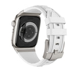 Metal Connector Silicon Watch Band for 42/44/45 & 49 mm (Titanium + White) Mobile Case by CoverMeUp - Style 5