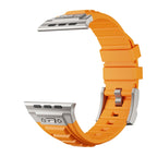 Metal Connector Silicon Watch Band for 42/44/45 & 49 mm (Titanium + Orange) Mobile Case by CoverMeUp - Style 4