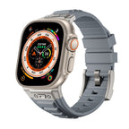 Metal Connector Silicon Watch Band for 42/44/45 & 49 mm (Titanium + Grey) Mobile Case by CoverMeUp - Style 2