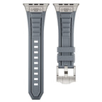 Metal Connector Silicon Watch Band for 42/44/45 & 49 mm (Titanium + Grey) Mobile Case by CoverMeUp - Style 3
