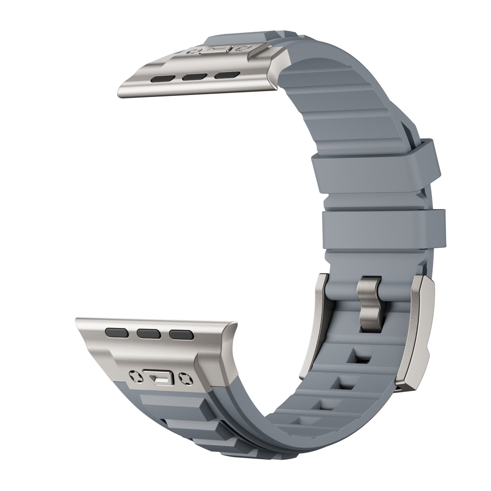Metal Connector Silicon Watch Band for 42/44/45 & 49 mm (Titanium + Grey)