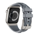 Metal Connector Silicon Watch Band for 42/44/45 & 49 mm (Titanium + Grey) Mobile Case by CoverMeUp - Style 5