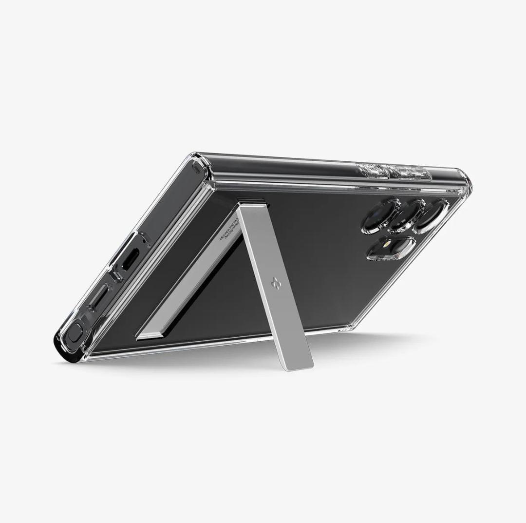 Samsung Galaxy S25 Ultra Shockproof Transparent Case with Metal Kickstand Holder - Clear Mobile Case by CoverMeUp - Style 4