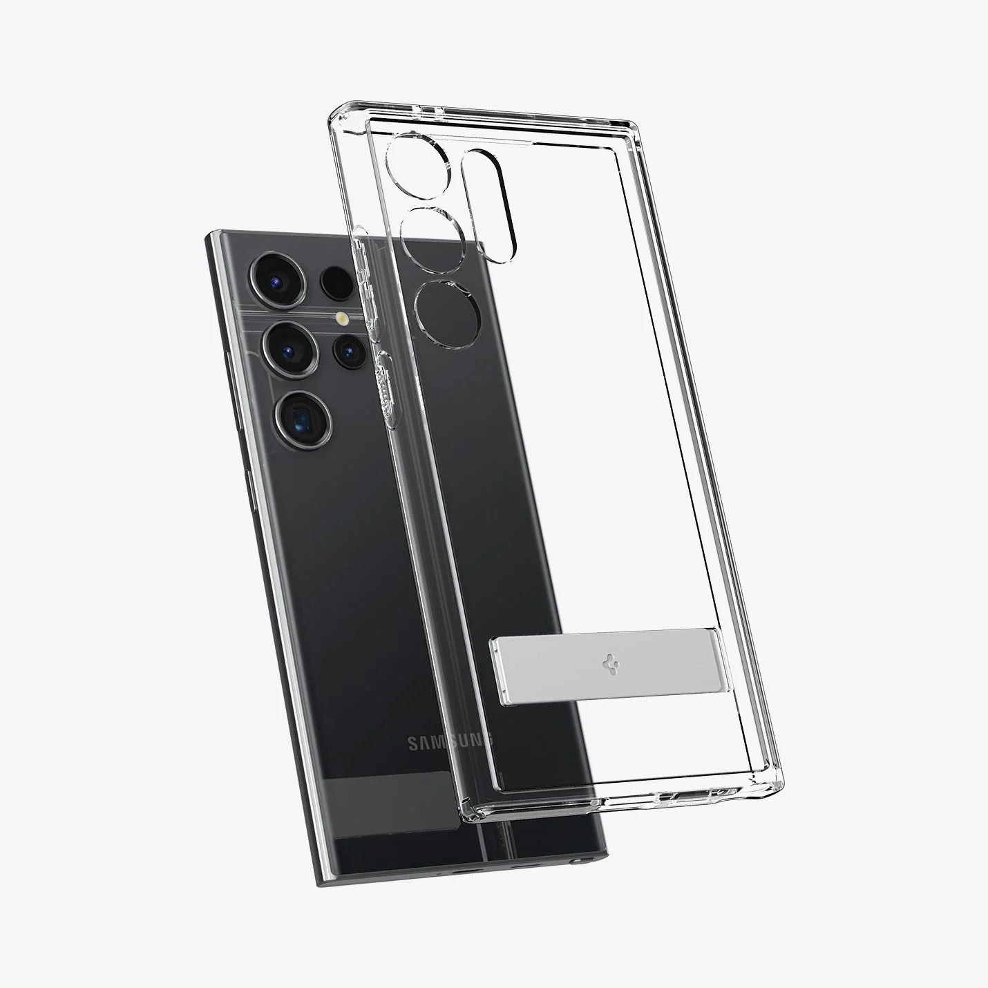 Samsung Galaxy S25 Ultra Shockproof Transparent Case with Metal Kickstand Holder - Clear Mobile Case by CoverMeUp - Style 5