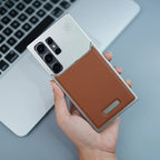 Samsung Galaxy S24 Ultra Aero Flex Metal Frameless Leather Case with Built-in Magsafe & Aroma - Brown Mobile Case by CoverMeUp - Style 7