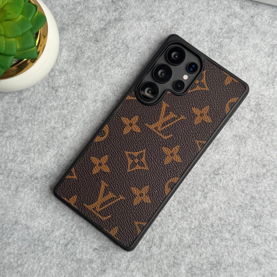 Samsung Galaxy S25 Ultra Luxury Designer Leather Case - Brown Mobile Case by CoverMeUp - Style 2