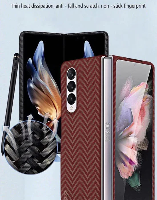 Samsung Galaxy Z Fold 4 Carbon Fiber Texture Case-Red