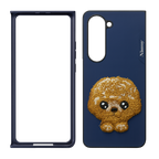 Samsung Galaxy Z Fold 5 Cute Dog Embroidery Leather Back Cover Case with Frame Mobile Case by CoverMeUp - Style 2