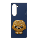 Samsung Galaxy Z Fold 5 Cute Dog Embroidery Leather Back Cover Case with Frame Mobile Case by CoverMeUp