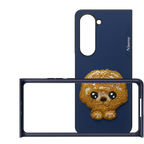 Samsung Galaxy Z Fold 5 Cute Dog Embroidery Leather Back Cover Case with Frame Mobile Case by CoverMeUp - Style 3