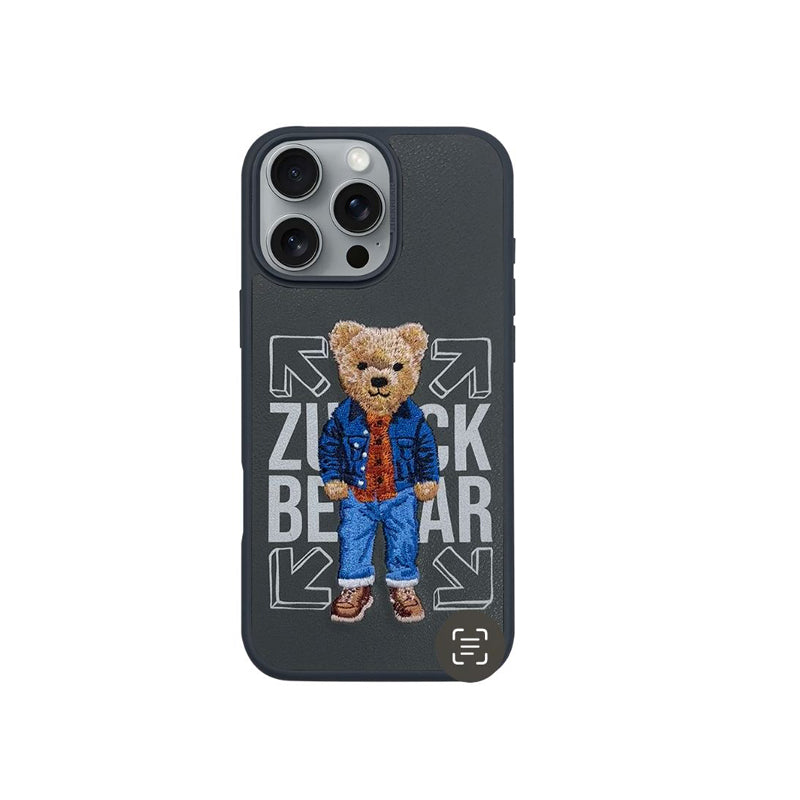 Protective Apple iPhone Back Cover - ZUCK BEAR San Francisco Fortune Series PU Leather Case for iPhone 16 Pro (Dark Grey)