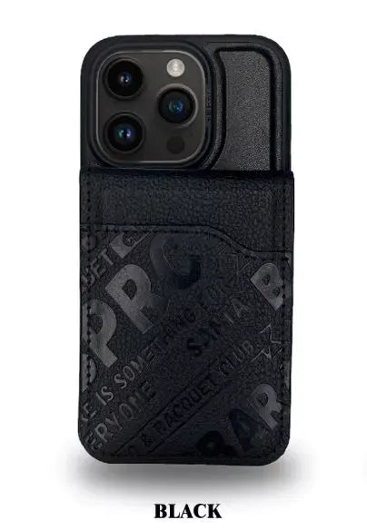 Santa  Barbara Polo Timothy  Series with Card Wallet Leather Back Cover iPhone 15 Plus (Black)