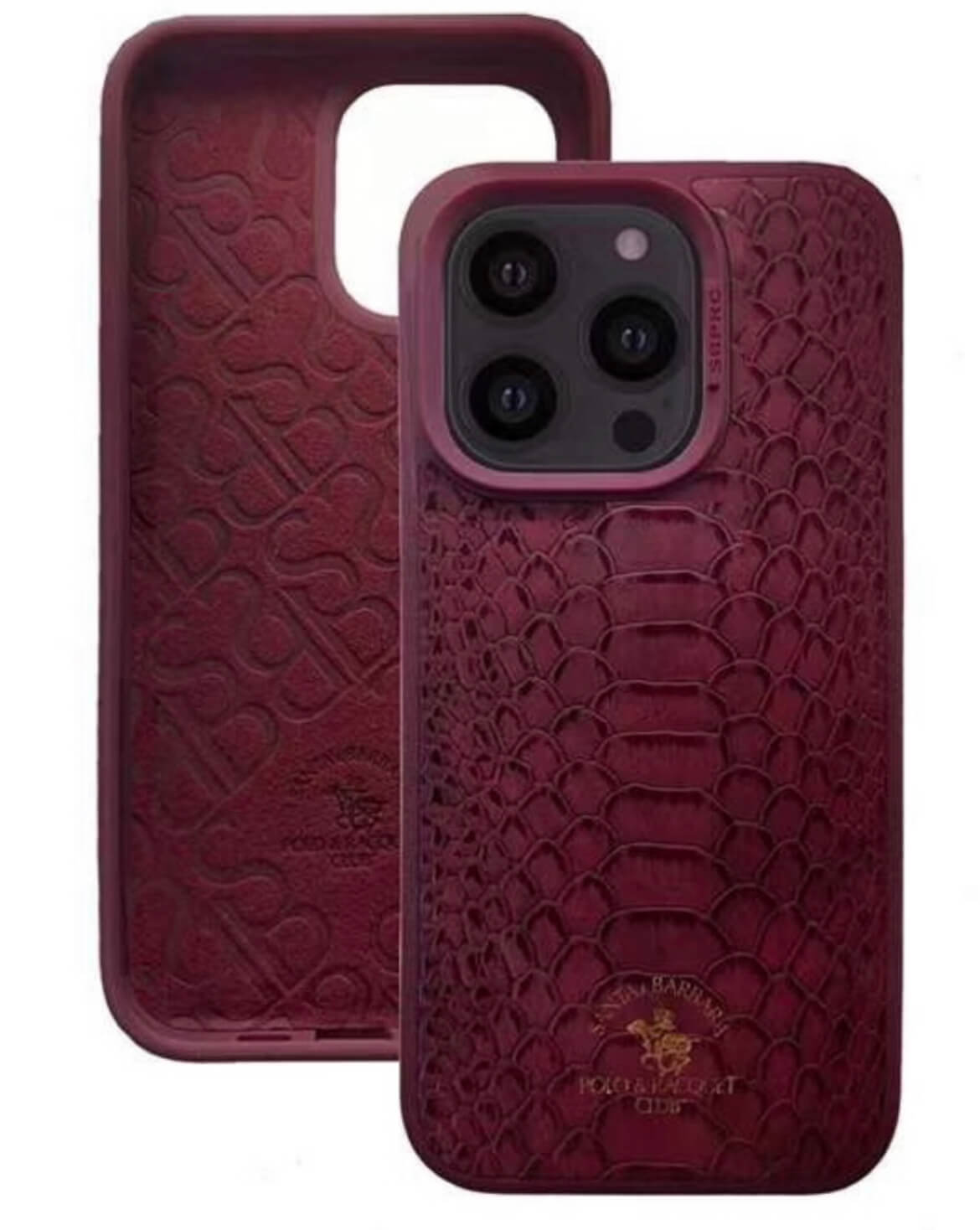 Santa Barbara Polo Knight Series Leather Back Cover iPhone 15 Pro (Maroon )