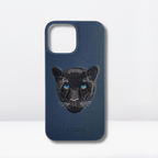 Nimmy Premium Embroidered Leather Case - Savana Series Leather Case for iPhone 14 Series (Panther) - Style 4