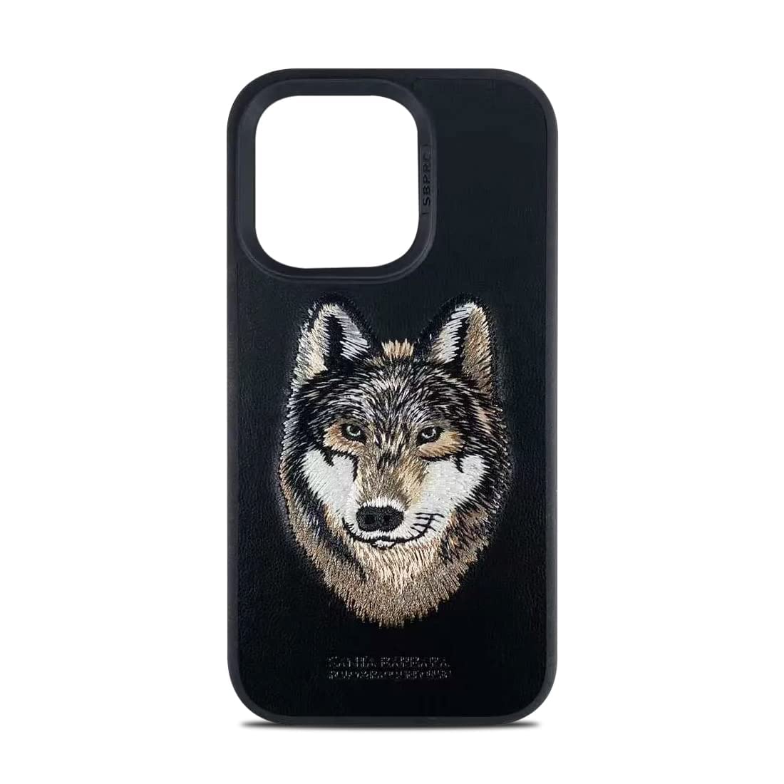 Wolf Savana Series 3D Embroidery Leather Back Case Compatible with iPhone