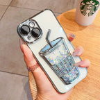 Transparent Glitter Star Drink Cup and Straw Case Mobile Case by CoverMeUp - Style 3