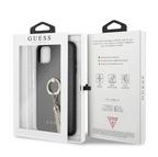 Protective Apple iPhone Back Cover - iPhone 13 Pro Max LEATHER CASE BLACK SAFFIANO COLLECTION WITH RING STAND & TASSLE - GUESS - Style 4