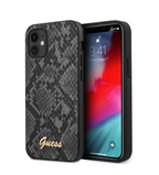Protective Apple iPhone Back Cover - iPhone 13 Pro Max - PU LEATHER BLACK PYTHON PATTERN WITH METAL LOGO - GUESS