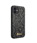 Protective Apple iPhone Back Cover - iPhone 13 Pro Max - PU LEATHER BLACK PYTHON PATTERN WITH METAL LOGO - GUESS - Style 2