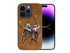 Protective Apple iPhone Back Cover - iPhone 14 Pro Max Polo Jockey Genuine Santa Barbara Leather Case (Brown)