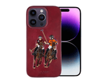Protective Apple iPhone Back Cover - iPhone 14 Pro Max Polo Jockey Genuine Santa Barbara Leather Case (Red)