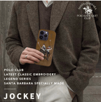 Protective Apple iPhone Back Cover - iPhone 14 Pro Max Polo Jockey Genuine Santa Barbara Leather Case (Brown) - Style 2