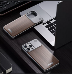 Super Slim Metal Frame Less Perfume Teak Wood Case with Magsafe for iPhone 16 Pro (Natural Titanium)