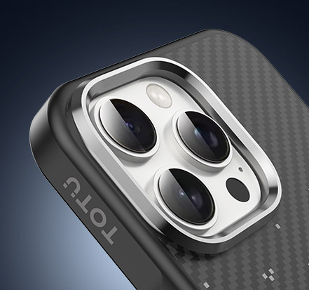 Protective Apple iPhone Back Cover - TOTU Matte Finish Carbon Fibre Case for iPhone 16 Pro (Natural Titanium) - Style 4