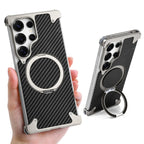 Samsung Galaxy S25 Ultra Framless Carbon Metal Bumper Case with Magsafe & 360 Stand - Titanium Gray Mobile Case by CoverMeUp - Style 2