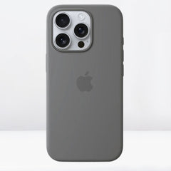 Silicone MagSafe Case with IC Working for iPhone 16 series (Stone Grey)