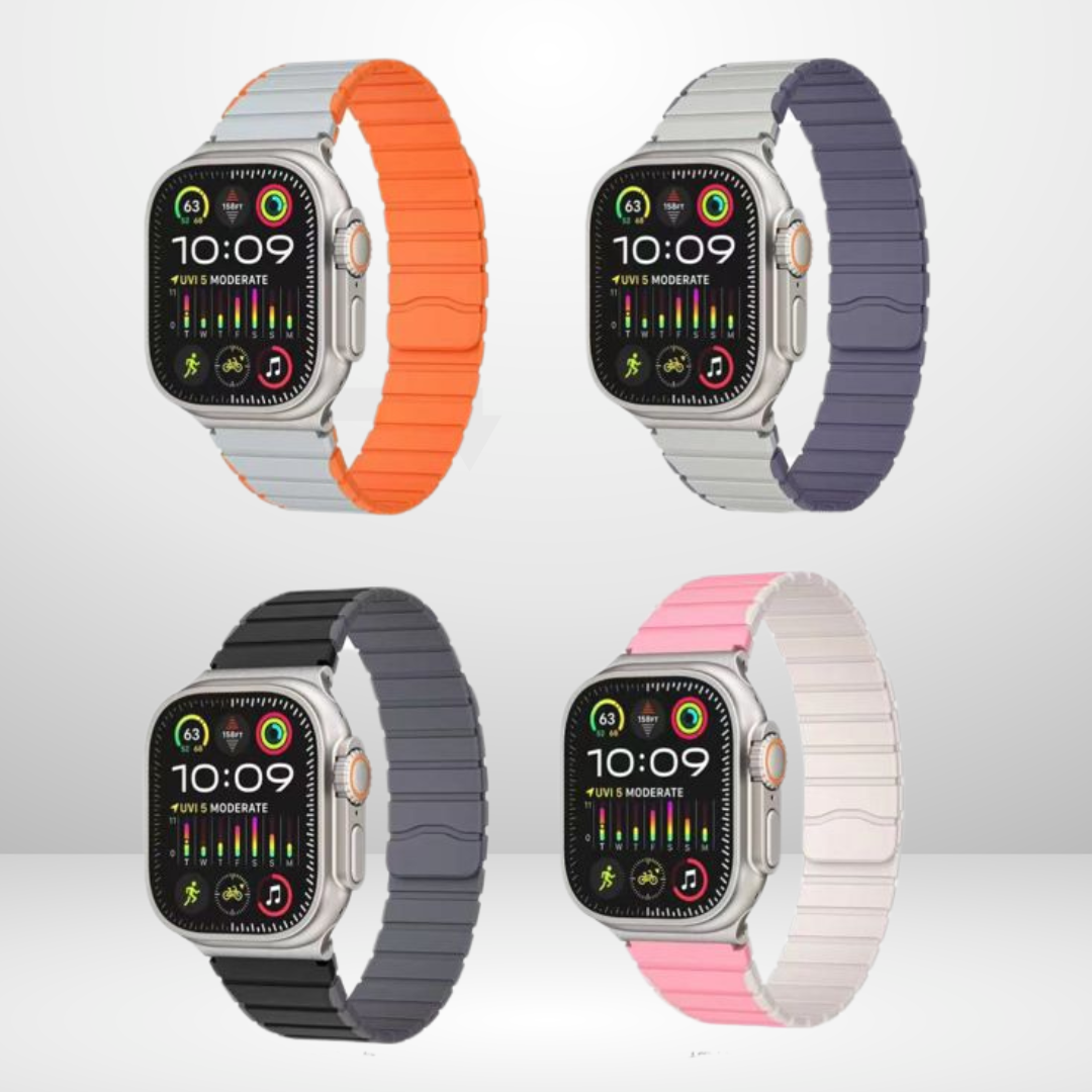 Silicone Matte Magnetic Strap for iWatch 42/44/45 MM (BLACK) Mobile Case by CoverMeUp - Style 3