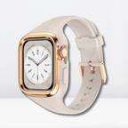 Silicone Strap Band + Stainless Steel Case Cover For iWatch Starlight Color Mobile Case by CoverMeUp