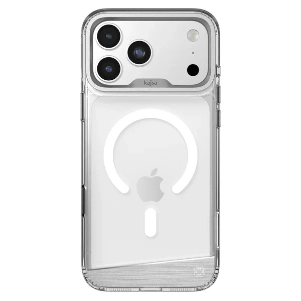 Protective Apple iPhone Back Cover - KAJSA Trans-Shield Magsafe Compatible - Aluminium Back Case for iPhone 17 Pro (Transparent)