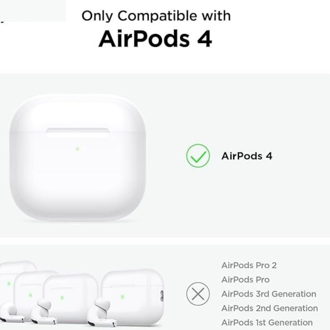 Soft Silicone Full Protective Case Compatible with AirPods 4 (Black)