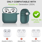 Soft Silicone Full Protective Case Compatible with AirPods 4 (Dark Green) Mobile Case by CoverMeUp - Style 2