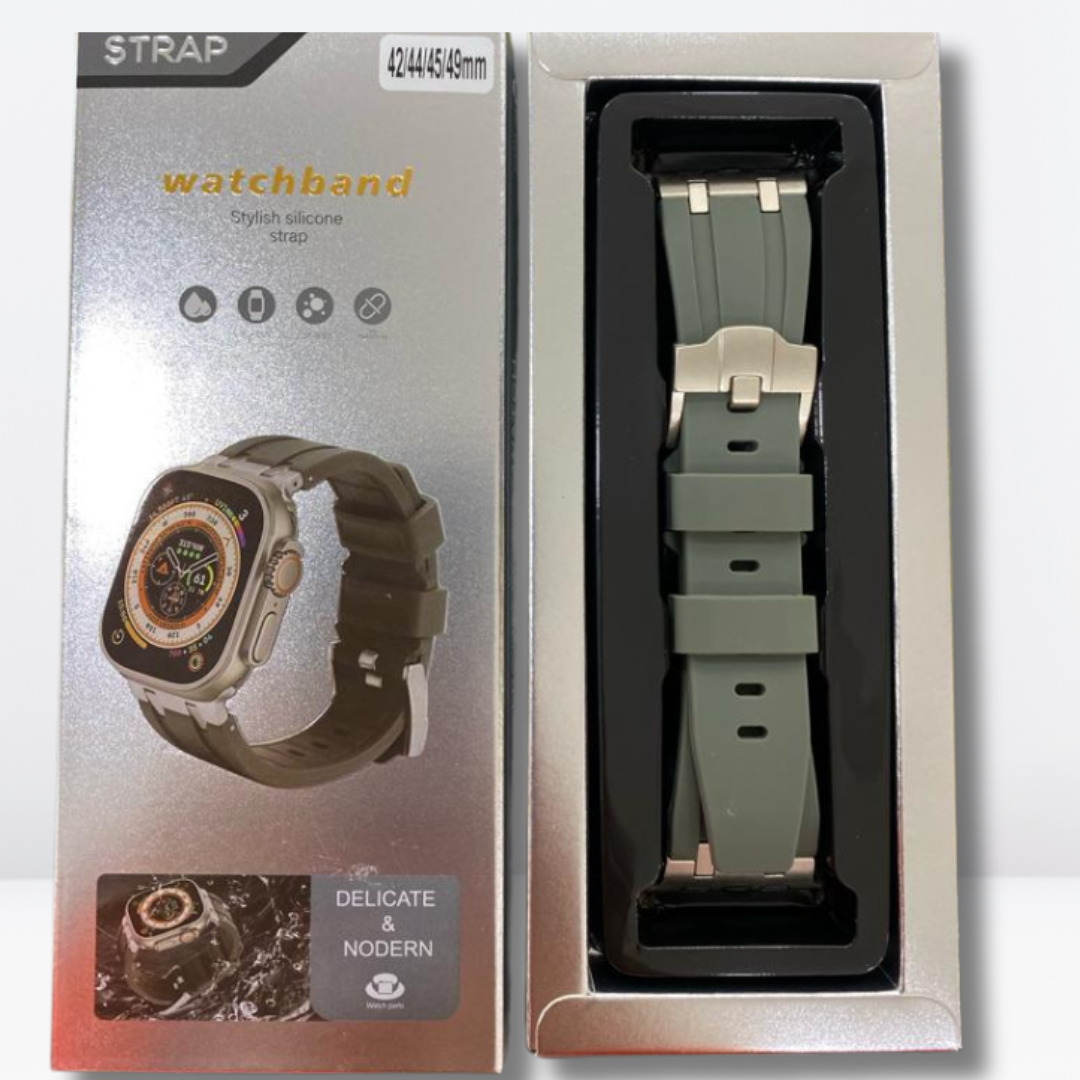 AP Sport Silicone Watch Band Strap for iWatch 42/44/45/49MM (DARK GREY) Mobile Case by CoverMeUp - Style 5