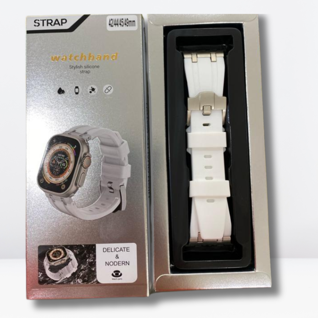 AP Sport Silicone Watch Band Strap for iWatch 42/44/45/49MM (WHITE) Mobile Case by CoverMeUp - Style 5