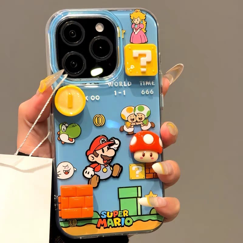 Super Mario 3D iPhone Case with Charm Bracelet – Cute Gamer Design