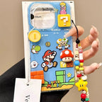 Protective Apple iPhone Back Cover - Super Mario 3D iPhone Case with Charm Bracelet – Cute Gamer Design - Style 3