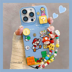 Super Mario 3D iPhone Case with Charm Bracelet – Cute Gamer Design