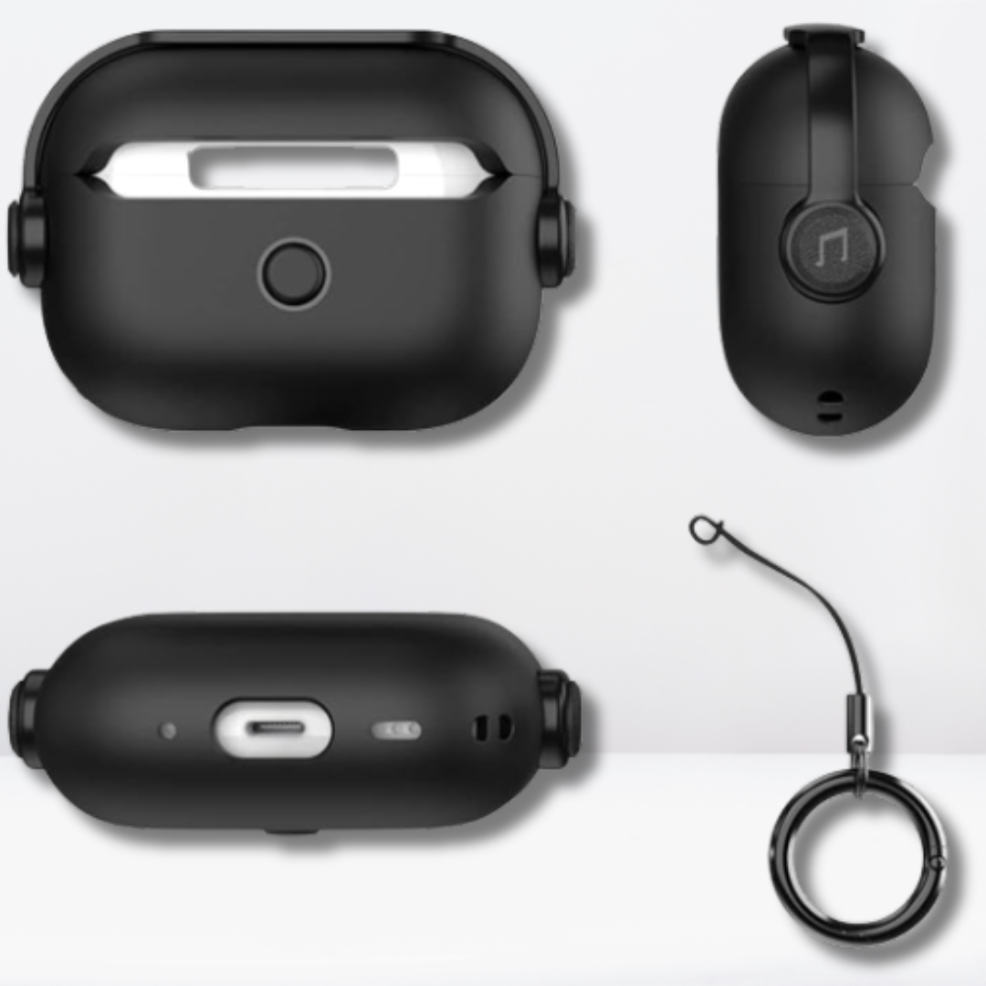 TPU Anti-Lost Lid Design Case Cover Shell for AirPods Pro/Pro 2 (Midnight Black)