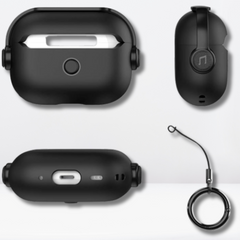 TPU Anti-Lost Lid Design Case Cover Shell for AirPods Pro/Pro 2 (Midnight Black)