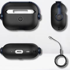 TPU Anti-Lost Lid Design Case Cover Shell for AirPods Pro/Pro 2 (Blue/Black)