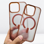 Protective Apple iPhone Back Cover - Acrylic Magsafe Matte Case for iPhone 16Pro/Pro Max (Desert Brown Color) - Style 2